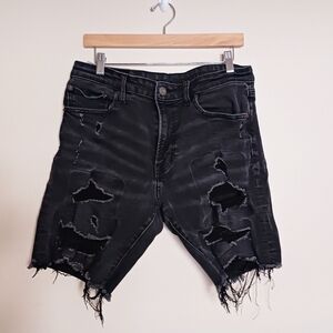 American Eagle Outfitters Black Distressed Jean Shorts